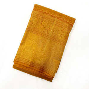 Kanchipuram Vibrant Marigold Zari Brocade Silk Saree | 15