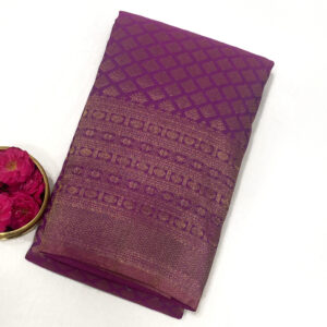 Kanchipuram  Purple Zari Brocade Silk Saree | 16