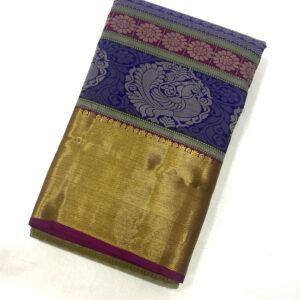 Kanchipuram  Royal Purple   Zari Brocade Long and Double color Border  | 19