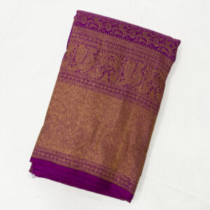 Kanchipuram Cool Tone Purple Border Saree