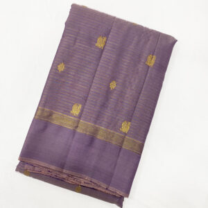 Kanchipuram Lavender Peacock Butta Saree With Golden Line Plain Silk Border | 08