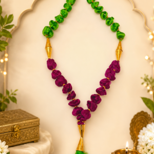 handcrafted green and magenta silk-thread mala