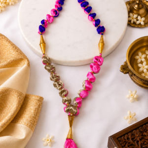 Pink, Blue & Golden Silk Thread Mala