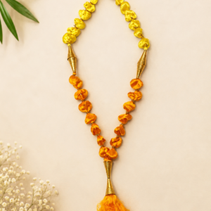 Handcrafted yellow and orange silk-thread mala,