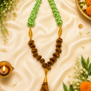 Handcrafted Green and Brown Silk Thread Mala
