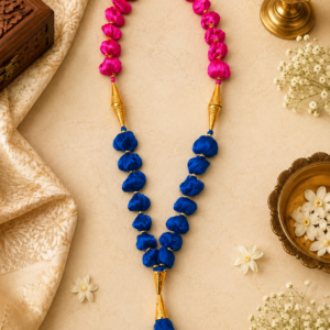 Handcrafted Pink and Blue Silk Thread Mala