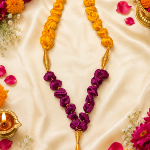 Handcrafted Yellow and Purple Silk Thread Mala